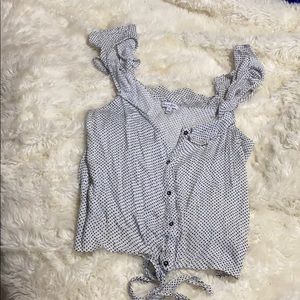 Polka dot Crop top tied up button down